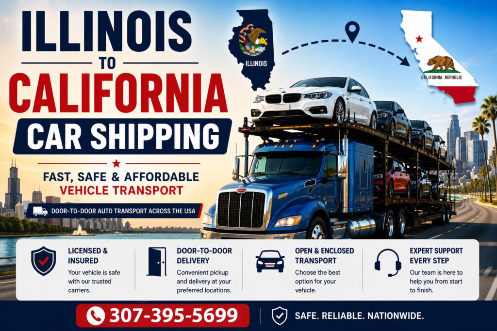 Illinois to California car shipping services with auto transport carrier