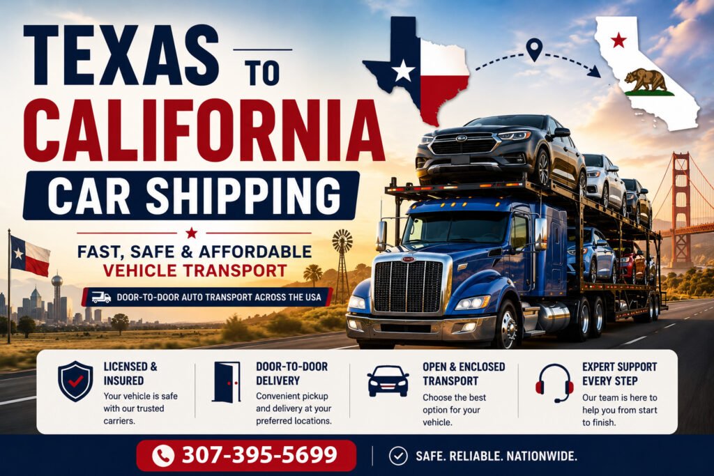 Texas to California car shipping services with auto transport carrier
